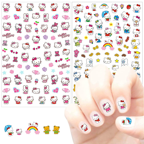 Søde Tegneserie Neglekunst Klistermærker 3d Hello-kitty Neglekunst Dekaler Selvklæbende Negle Klistermærke Anime Kawaii Designer Negle Klistermærker Til Piger Børn Kvinder Mani