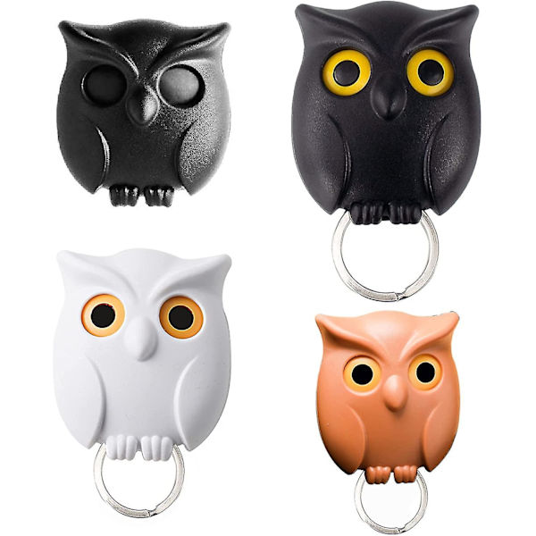 3-pack Uggla Nyckelhållare Söt Magnetisk Nattuggla Nyckelringhållare, Automatisk Öppna Stänga Ögon Kreativ Nyckelhängare Hållare