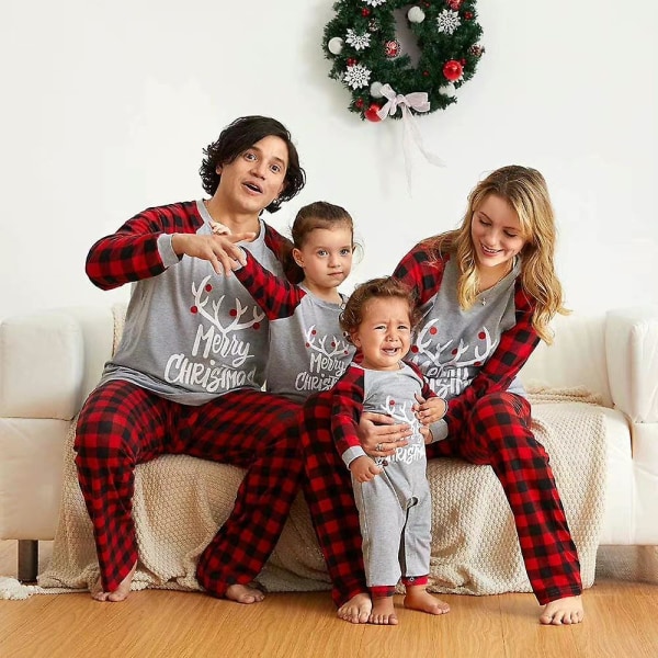 Jul Familie Matchende Pyjamas Xmas Nattøj Set Toppe + Bukser Til Voksne Børn Baby Dad 3XL