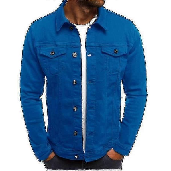 Denimjakke for menn, kort, smal passform Blue 3XL