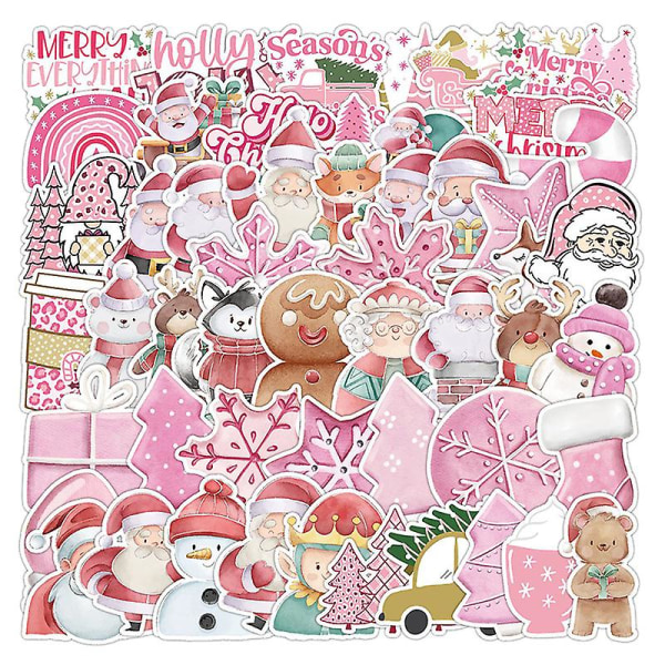 50 st rosa jul stil tecknade klistermärken Gör-det-själv telefon gitarr anteckningsbok klistermärke