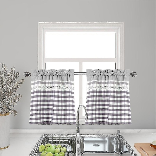 Keittiön Verhot Sisustus Ikkuna Verho Ylellinen Cafe Valance Topper Verhot Light Grey 74cmx90cm