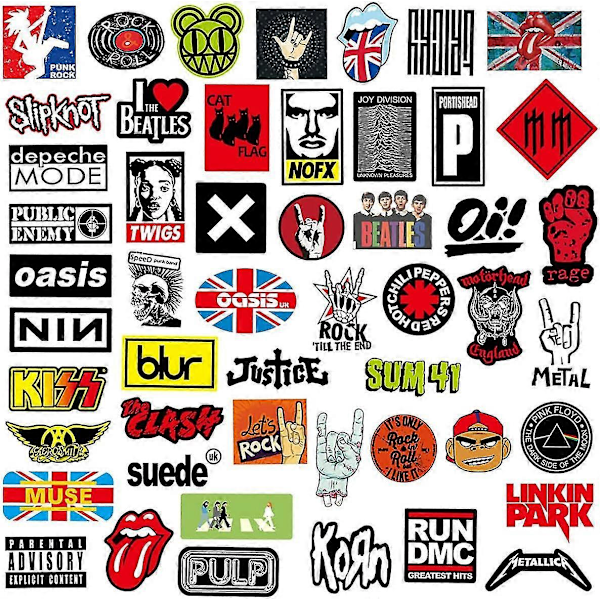 Sett med 100 Rock Band Punk-klistremerker, Heavy Metal Punk Musikkband, Vanntette Vinylklistremerker