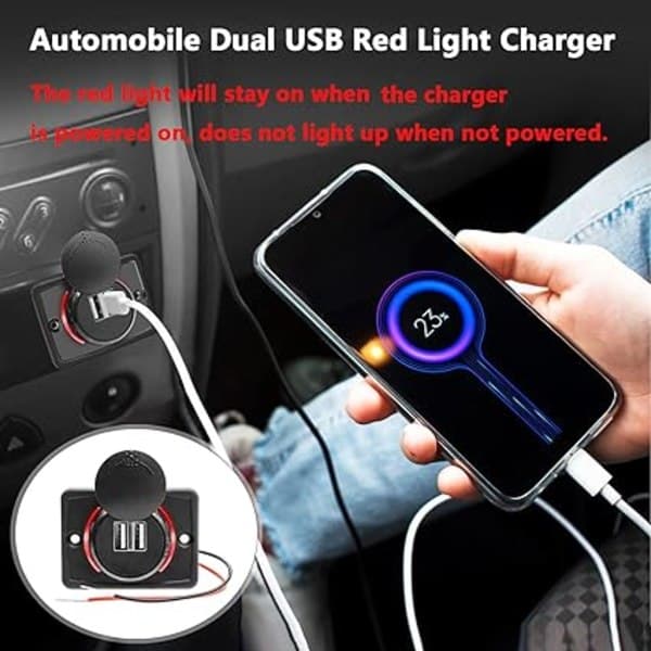 12V USB-uttag Dubbel USB Husbil 12V-uttag, 3.1a