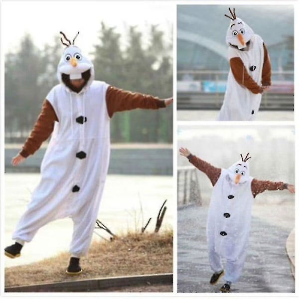 Olaf Frozen Adult Snowman -asu Kigurumi Pyjamas Pyjamas Ozq Korkealaatuinen L