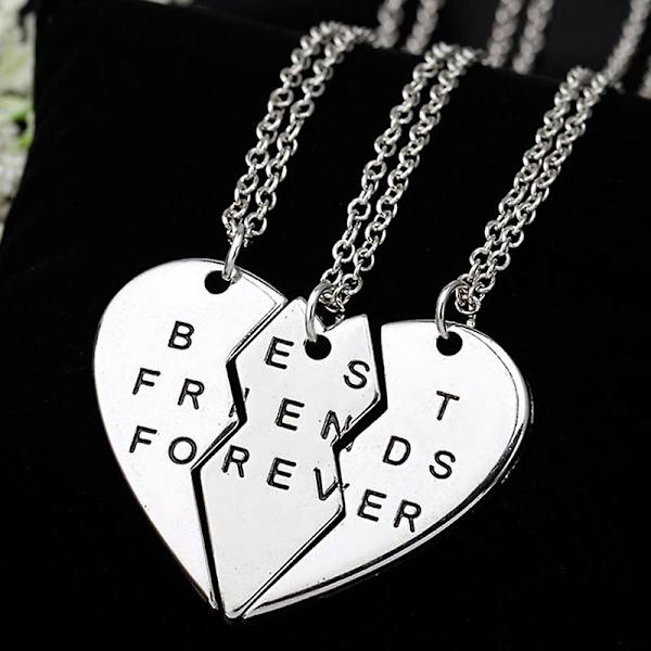 3 st/set Bästa Vänner Brev Brutet Hjärta Hänge Halsband Vänner Smycken Gåva Golden