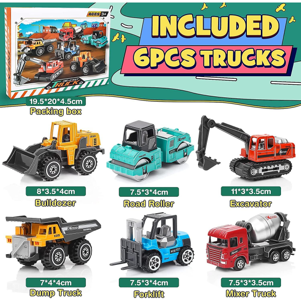 Färgglada bygglastbilar leksak,acsergery Engineering grävare och dumpers leksaker