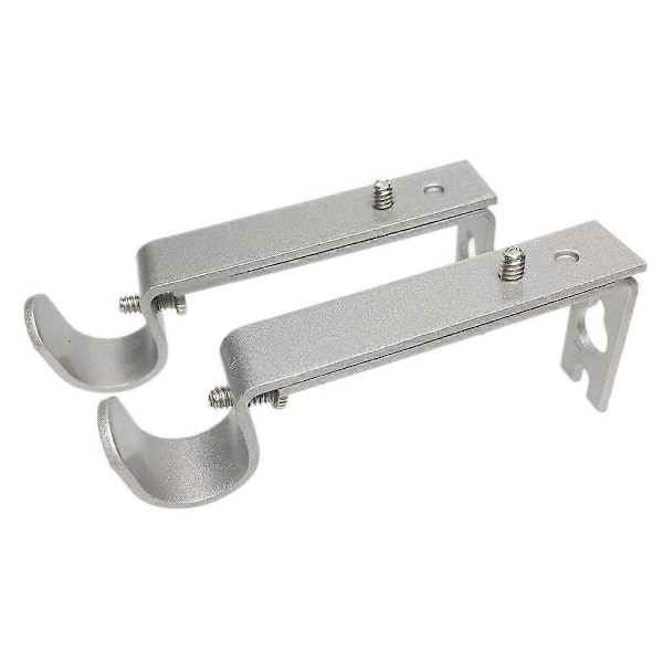 2 Stycken Justerbara Metall Gardinstång Väggfäste Krok Hållare Silver
