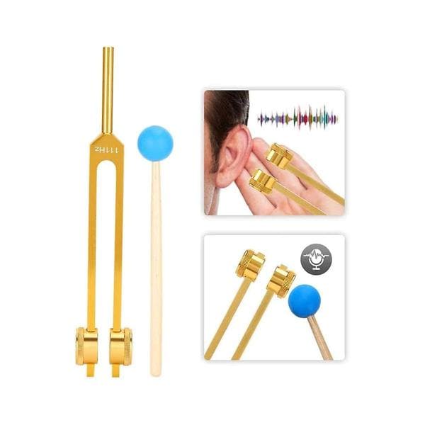 Stemmegafler i aluminiumslegering, 111 Hz stemmegaffel med hammer for nervesystemtesting lydhealing