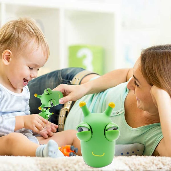 2 STK Funny Grass Worm Pinch Legetøj, Stress Bolde til Voksne Børn, Åbn Luk Øjne Bolde Orme Legetøj, Squishy Dyr Legetøj Orm Stress Relief