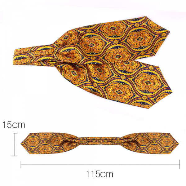 Herr Ascot Cravat Slips Paisley Jacquard Silkevevd Blomstrete Skjerf, LD44802