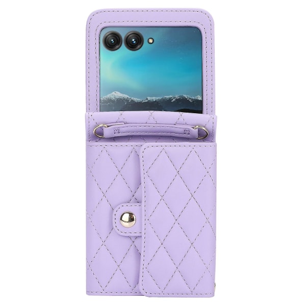 For Motorola Razr 40 Ultra 5g Kortspor Etui Pu Lær+pc Tverrveske Telefondeksel Purple