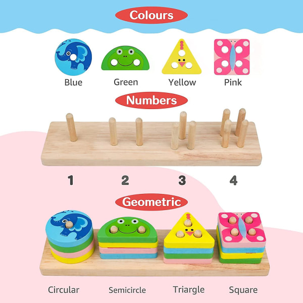 Legetøj til 1-3 årige drenge piger,acsergery træ sortering stable legetøj til