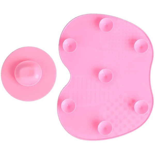 2-pack silikonborste rengöringsborste, sminkborste rengöringsmatta verktyg (rosa)