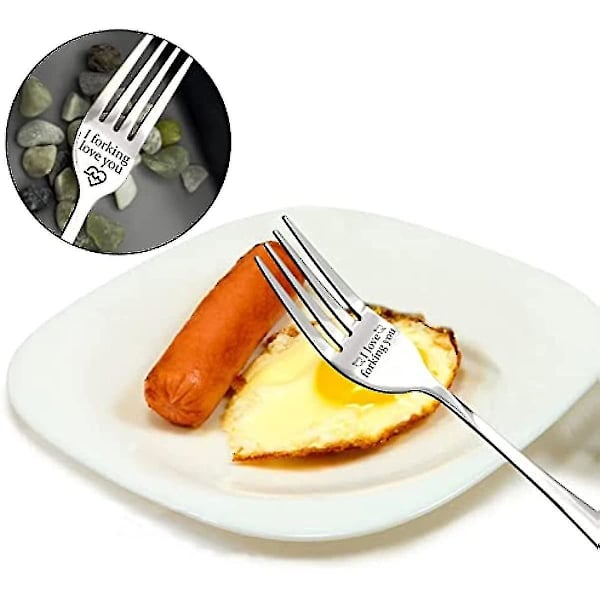 Gravert gaffel i rustfritt stål, personlig middagsgaffel med bokstav - I Forking Love You, unik gravert gaffel, beste gaver til jul, Valentinsdag (b med B)