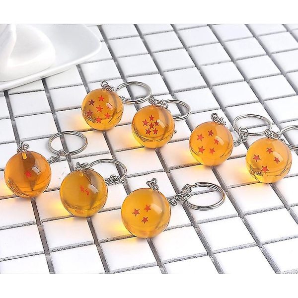 Anime Dragon Ball Series Nøkkelring Charms Tilbehør 1 2 3 4 5 6 7 Star Dragon Balls Cosplay Nøkkelring Anheng Holder Leker Gave 3 star