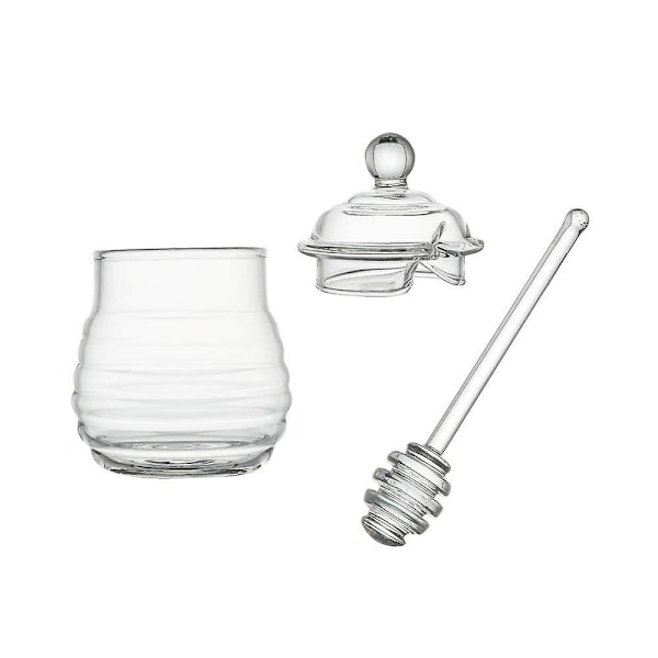 Glasburk för honung med doppstav Transparent honungskruka 265 ml, 9 uns