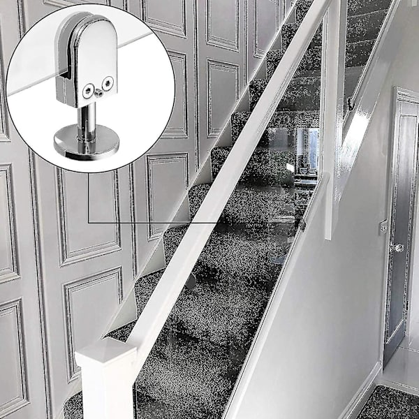 Glasklemmer 4 stk. 304 Rustfrit Stål Glasbeslag Justerbar Glasklemme 12mm Glashylde Klemmeholder Glaspaneler Med 40mm Stang Til Trappe Hånd