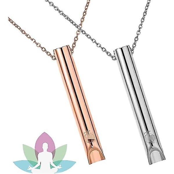2 st Andningshalsband, Ångest Halsband För Kvinnor, Stressavlastande Mindfulness Andningshalsband Rostfritt För Meditation Avkoppling Silver rose gold