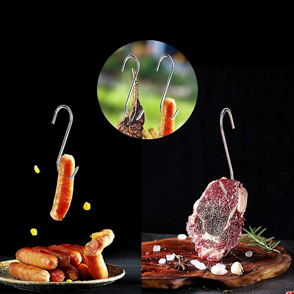 Köttkrokar, 10 st Rostfria Slaktarkrokar 12cm