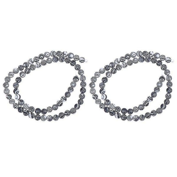 2 tråder stripete løse perler smykker som lager svart og hvit malakittperle