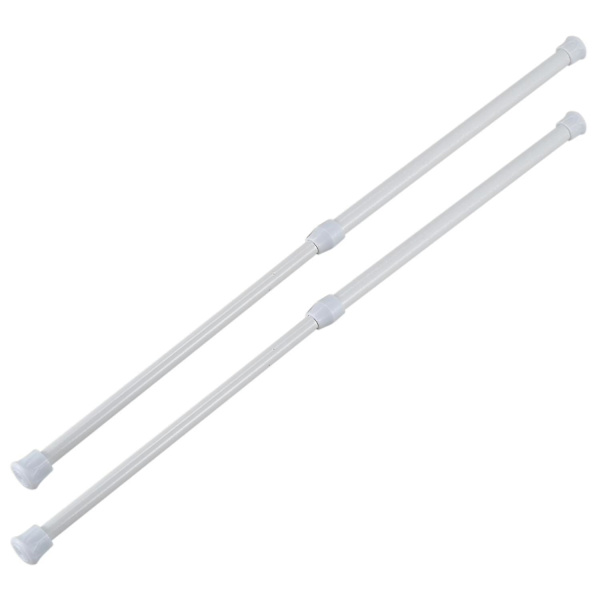 2x Teleskopisk Brusestang Bruseforhængsstang Teleskopstang Stang Bruser Hvid 30-50 Cm