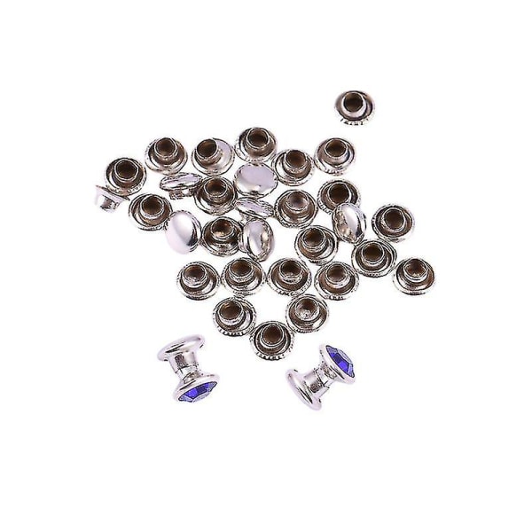 100 stk. 6 mm farverige diamantsmykker Fremragende skærende smykker Kunstdesign Rhinestone Metal tøjtilbehør (mørkeblå diamant med sølvkant)