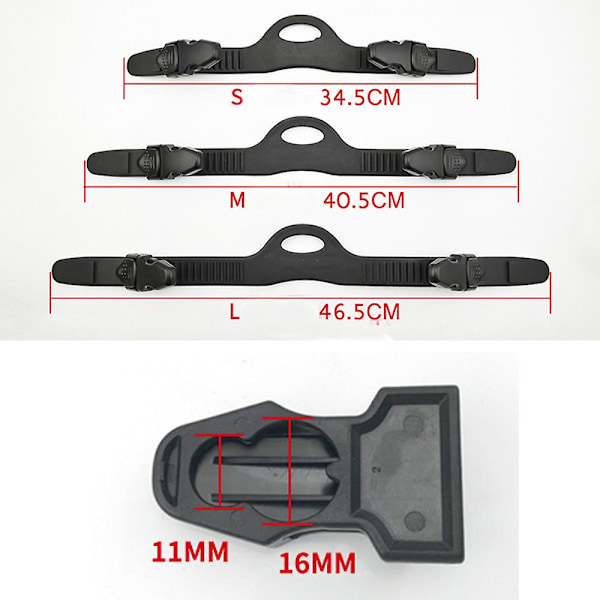 Justerbara snorkel- och dykfenor med remmar för ersättning med snabbfrigöringsspänne för simning och undervattensfiske S