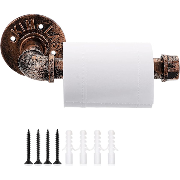 Teollinen putkimainen wc-paperiteline - Vintage-rautateline wc-paperille ruuveilla, maalaismainen kestävä pyyheteline kylpyhuoneeseen, makuuhuoneeseen, keittiöön, kotiin