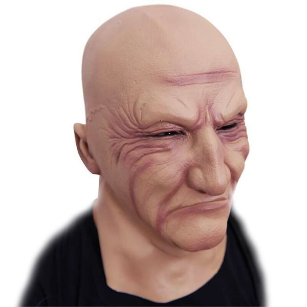 Halloween Old Man Cosplay Full Head Silikon Mask Ansiktsdeksel Karneval Maskerade Realistisk Menneskeansikt Nyhet Hodeplagg Kostyme rekvisita