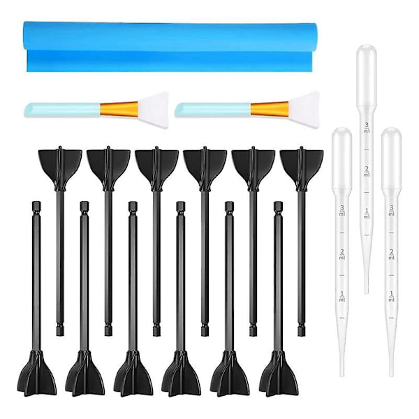 12 Resin Omrøringsstænger 1 Silikonepude Pipette Dråbetæller As Shown