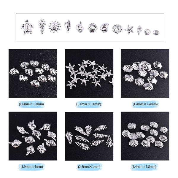 Nail Art Decals 3d metalramme til Shell Sea Starfish Studs på negle Diy Charm