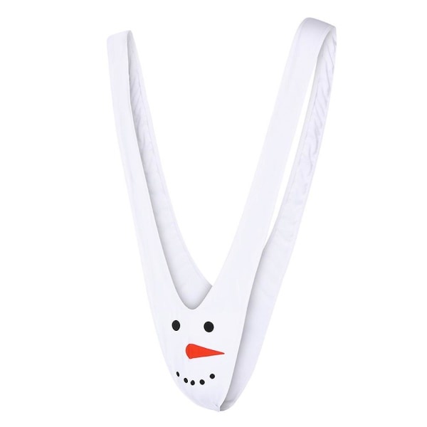 Miesten seksikäs joulujuhla mankini eroottinen stringit alushousut cosplay-alusvaatteet yöasut White Snowman