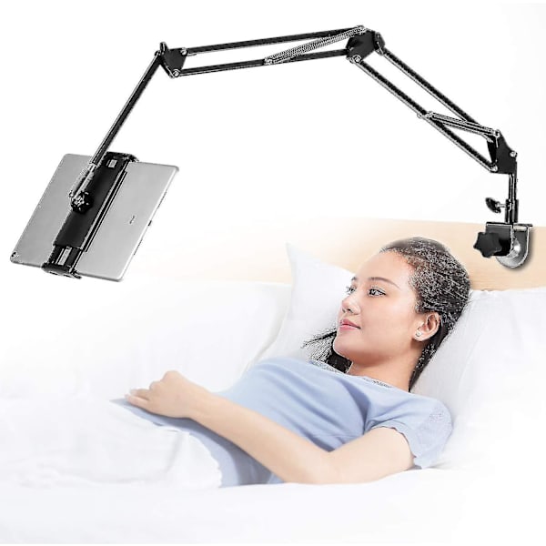Tablettiteline sänkyyn, säädettävä ja kokoontaitettava 360 asteen kierrolla iPhone-, iPad-, matkapuhelin-, tabletti-, Kindle Fire- tai muille laitteille 1,85\"-12,8\"