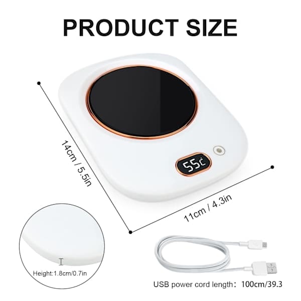 Electric Coffee Mug Warmer, Smart Tea Cup Warmer with 3 Temperature Settings, USB Mug Warmer Heated Coaster for Warming Coffee, Tea