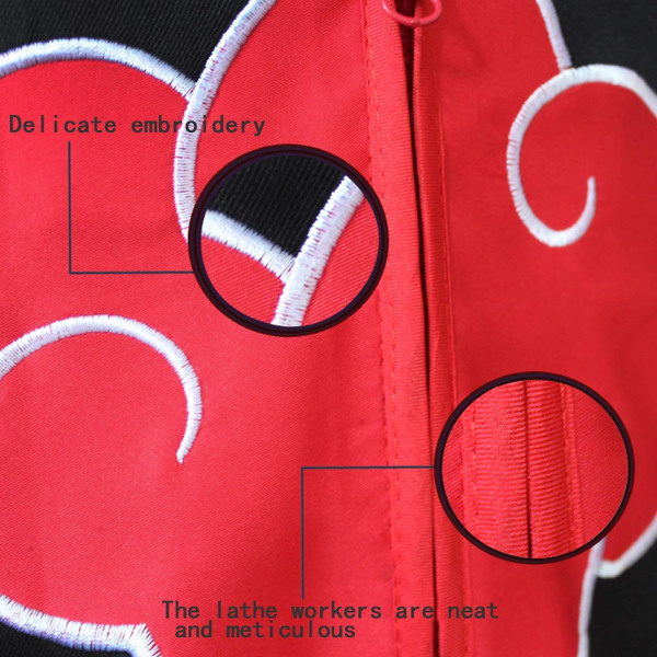 Amycute Akatsuki Itachi Kostym Kappa Cosplay Cos Akatsuki Uchiha Itachi Kostym Pannband Ring Halsband Ninja rekvisita Anime Carnival Halloween Jul