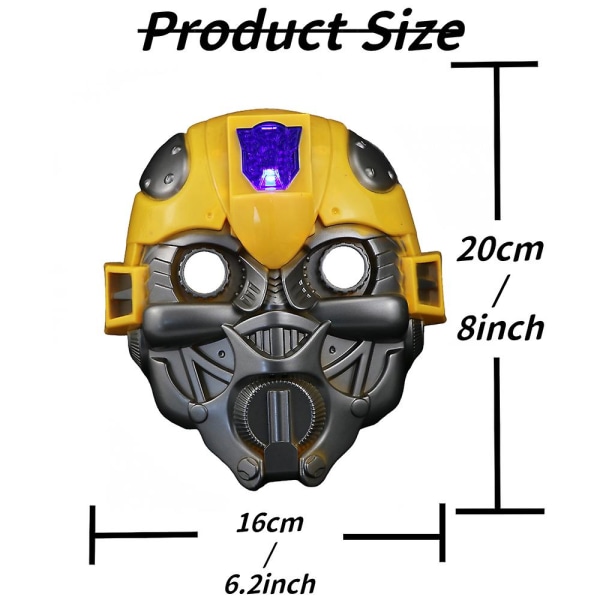 Bumblebee Mask, Light-up Bumblebee Mask for Halloween, Anime Movie Partys beste gave til barn Optimus Prime Best Brothers, Gul
