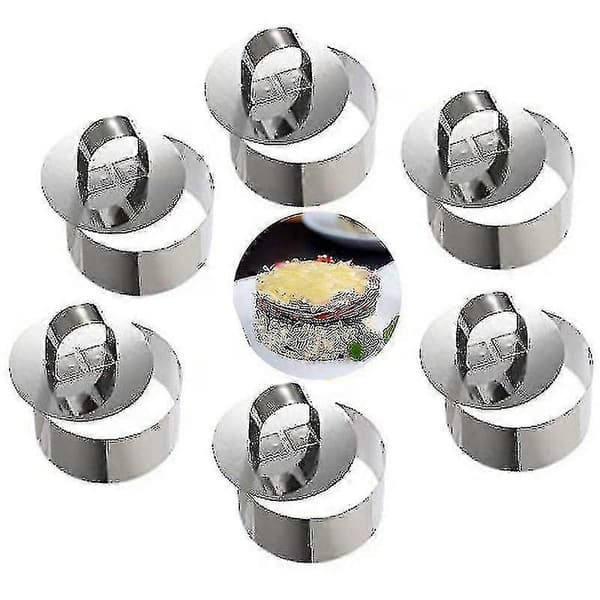 Mousse-ringe Kagering Rustfrit Stål, 8 cm Diameter, 6 stk (runde)
