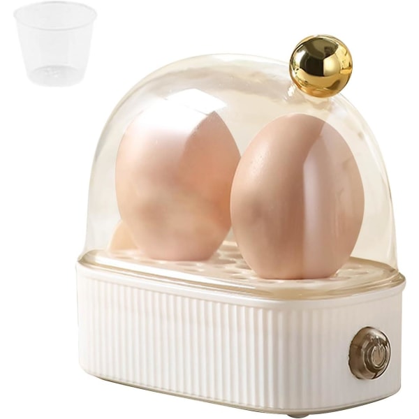 Eggkoker for 2 egg, Kompakt elektrisk eggdamper, Beste eggkoker koker alle tre kokegrader - Bløt, Medium, Hard White