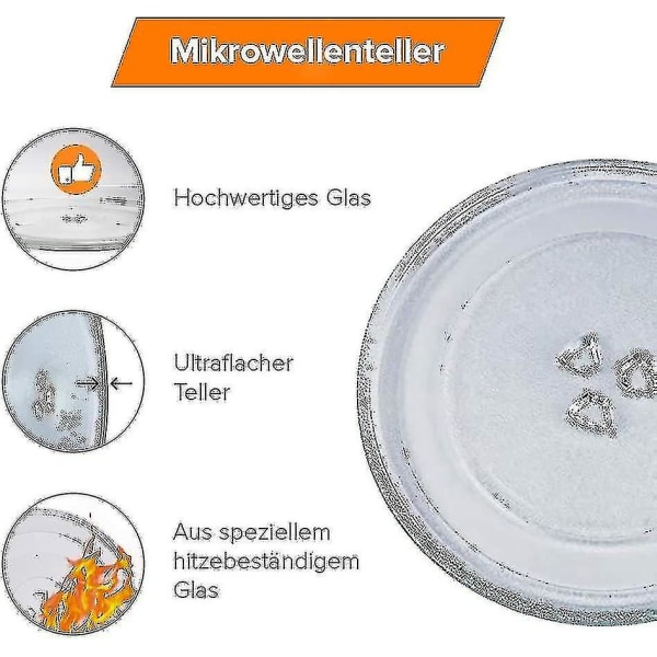 Universal mikroaaltouunin pyörivä lasilevy 3 kiinnittimellä, 24,5 cm