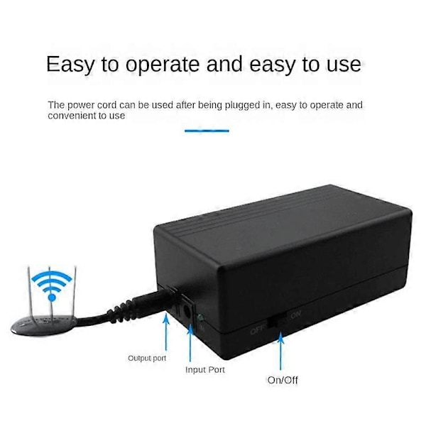 12V 2A Afbrydelsesfri Strømforsyning Mini UPS 12000MAh Batteri Backup til CCTV & WiFi Router Nødstrøm