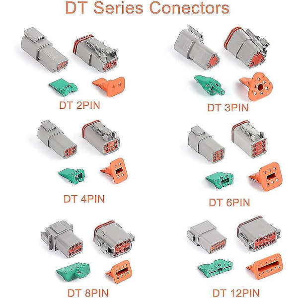 Elektrisk Kabelkontakt, 8 Set 2 3 4 6 8 12 Stift För Deutsch Dt Kontakt Sortimentslåda