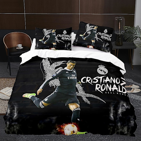 Spelare K6# 3D Tredimensionel Tredelt Sæt Størrelse Fodbold Serie C Ronaldo Sengetøj Hjemtekstil Quilt cover: 200*200cm