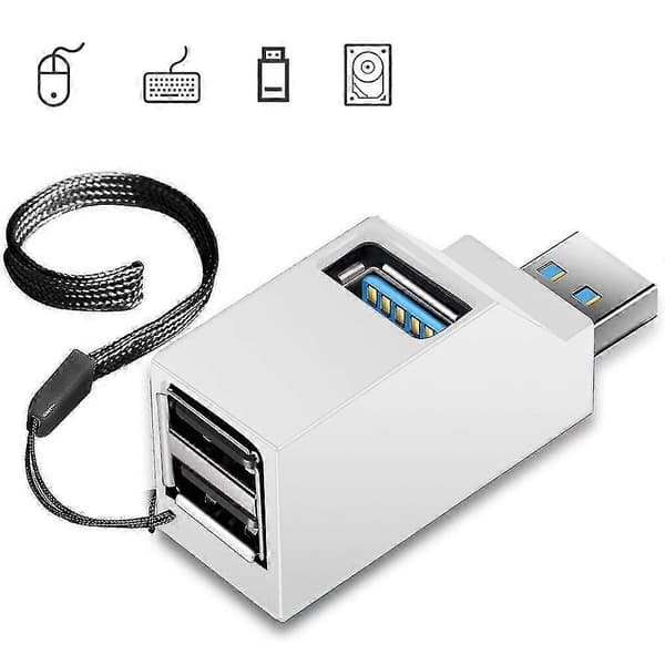 USB 3.0 3-ports Hub (2 USB 2.0 + USB 3.0), Data Hub til pc'er og andre USB 3.0-kompatible enheder