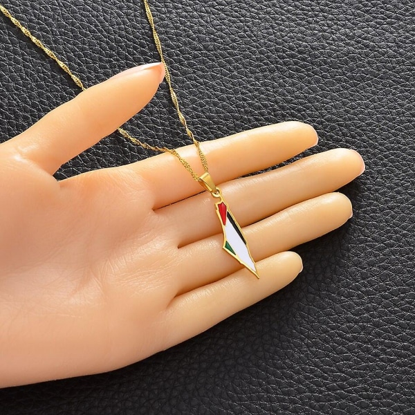 Anniyo Palestine hänge kedja halsband Silver färg guld färg smycken #152221 Gold Color 45cm Thin Chain