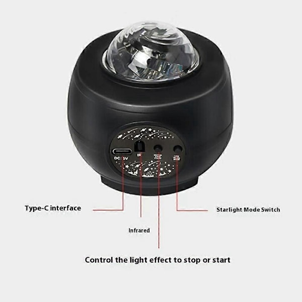M1 Galaxy Stjerneprojektor Lys Bluetooth Høyttaler Roterende Aurora Nattlampe med Timer