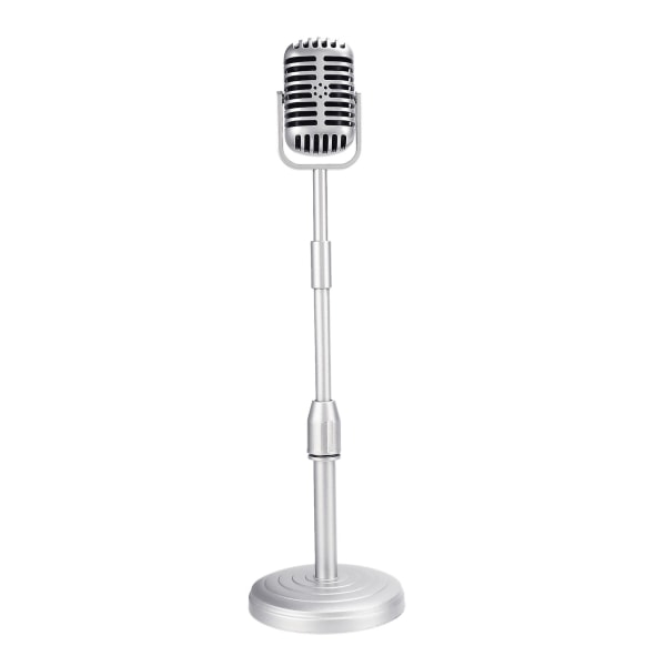 Vintage Desktop Microphone Prop Model With Adjustable Height, Classic Retro Style Microphone Stand