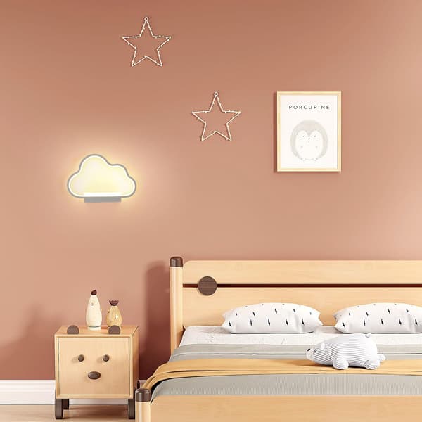 Modern LED-vägglampa med akrylmolnform, barnrum, vardagsrum, hall, vit