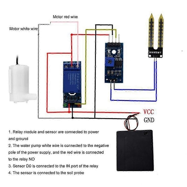 Automatiskt Bevattningssystem Självbevattning DIY Kit Trädgård Växthus Blomma Vattenpump Jordfuktighetssensor Relämodul