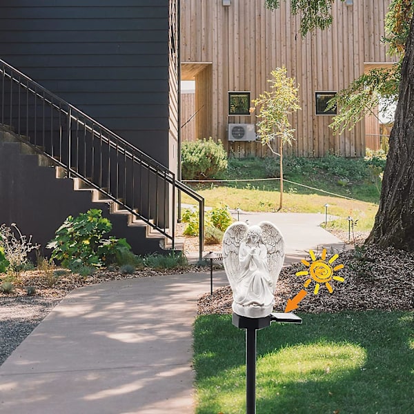 Solarlampa Utomhus Vinkel För Kyrkogård, Led Vattentät Änglalampa, Solar Änglalampor För Trädgård, Balkong, Gård, Minnesgåvor